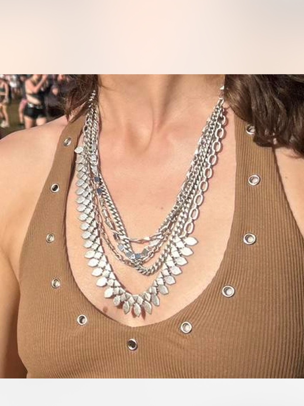 Stella & Dot Silver-Tone Multi Strand Layered Necklace
